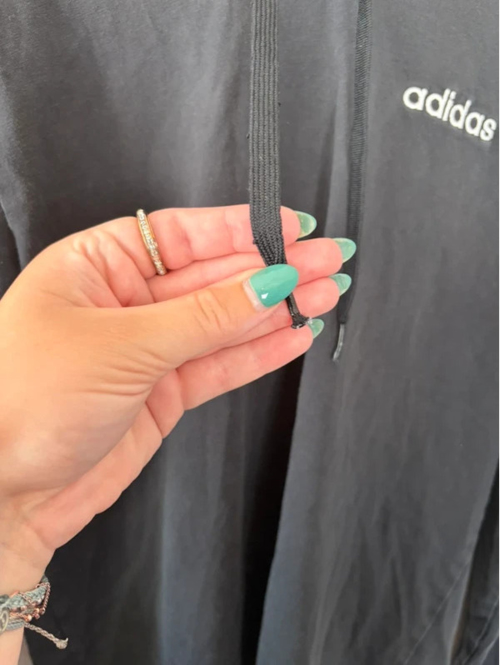 Men's Adidas black thin hoodie size S. Faded black in spots - Picture 2 of 4